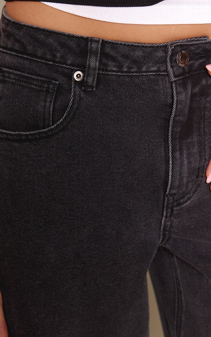 Washed Black Mid Rise Stretch Barrel Jeans image 4