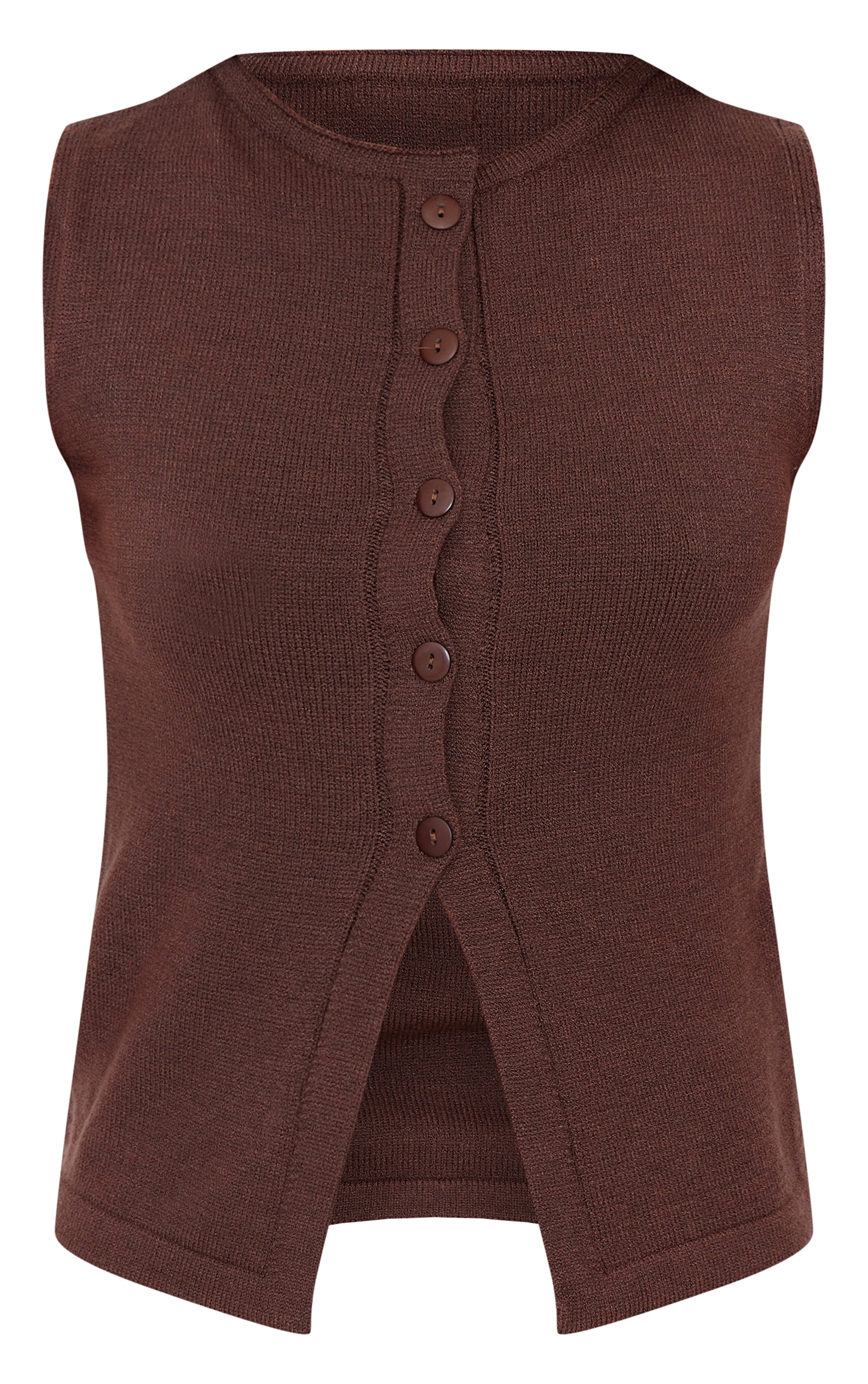 Chocolate Soft Knitted Button Through Waistcoat image 5