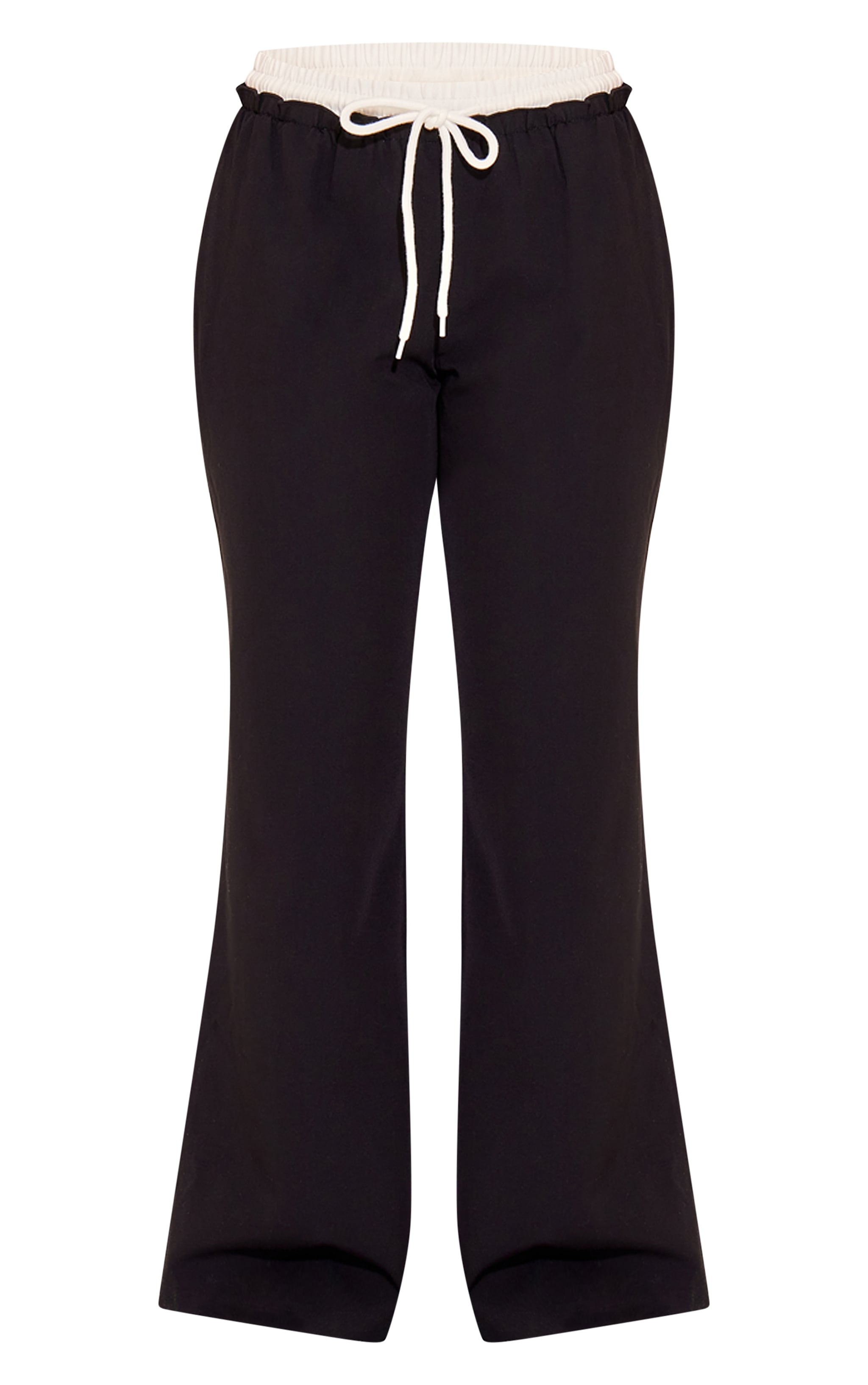 Petite Black Boxer Detail Drawstring Waist Pants image 2