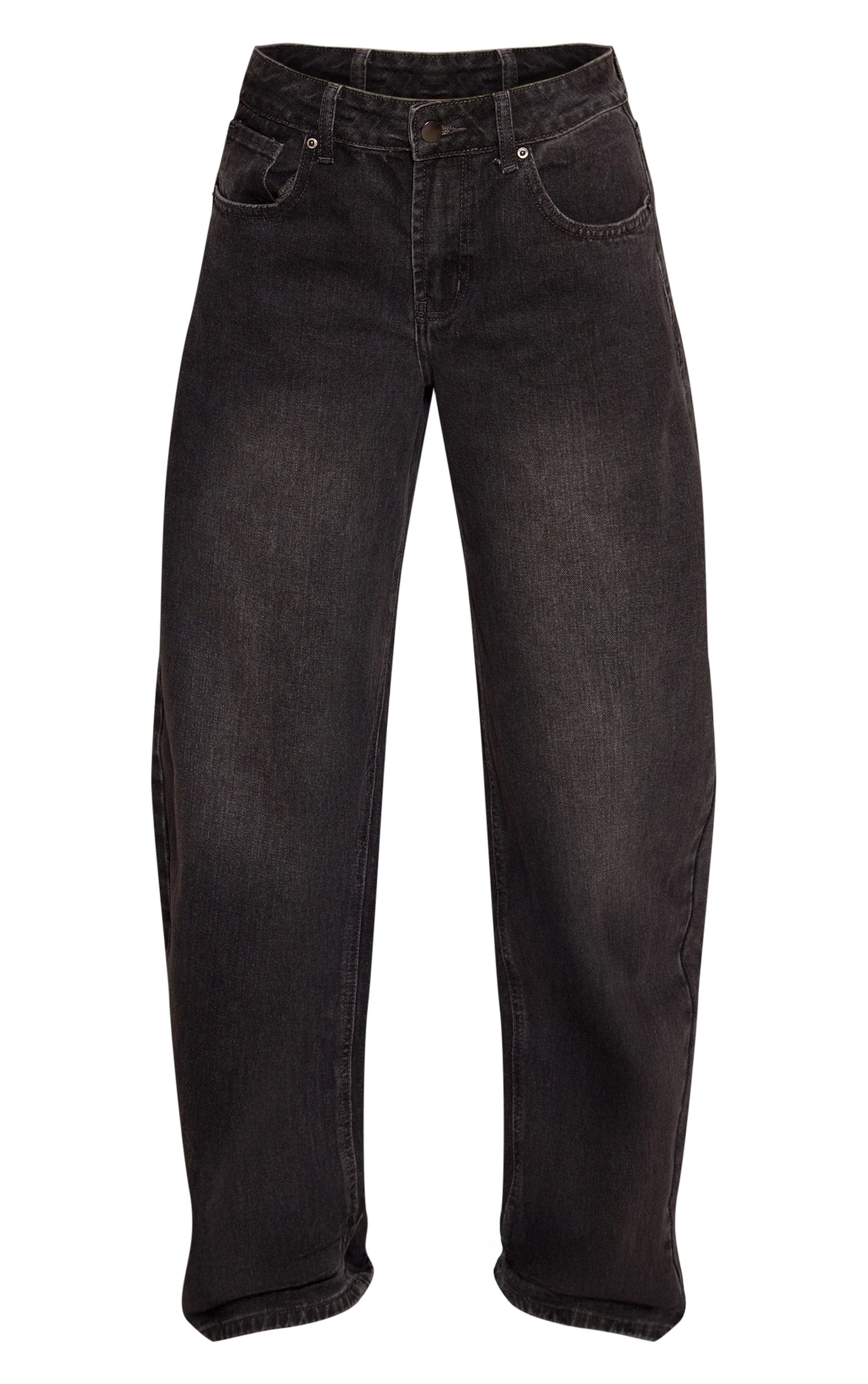 Dark Grey Low Rise Barrel Jeans image 5