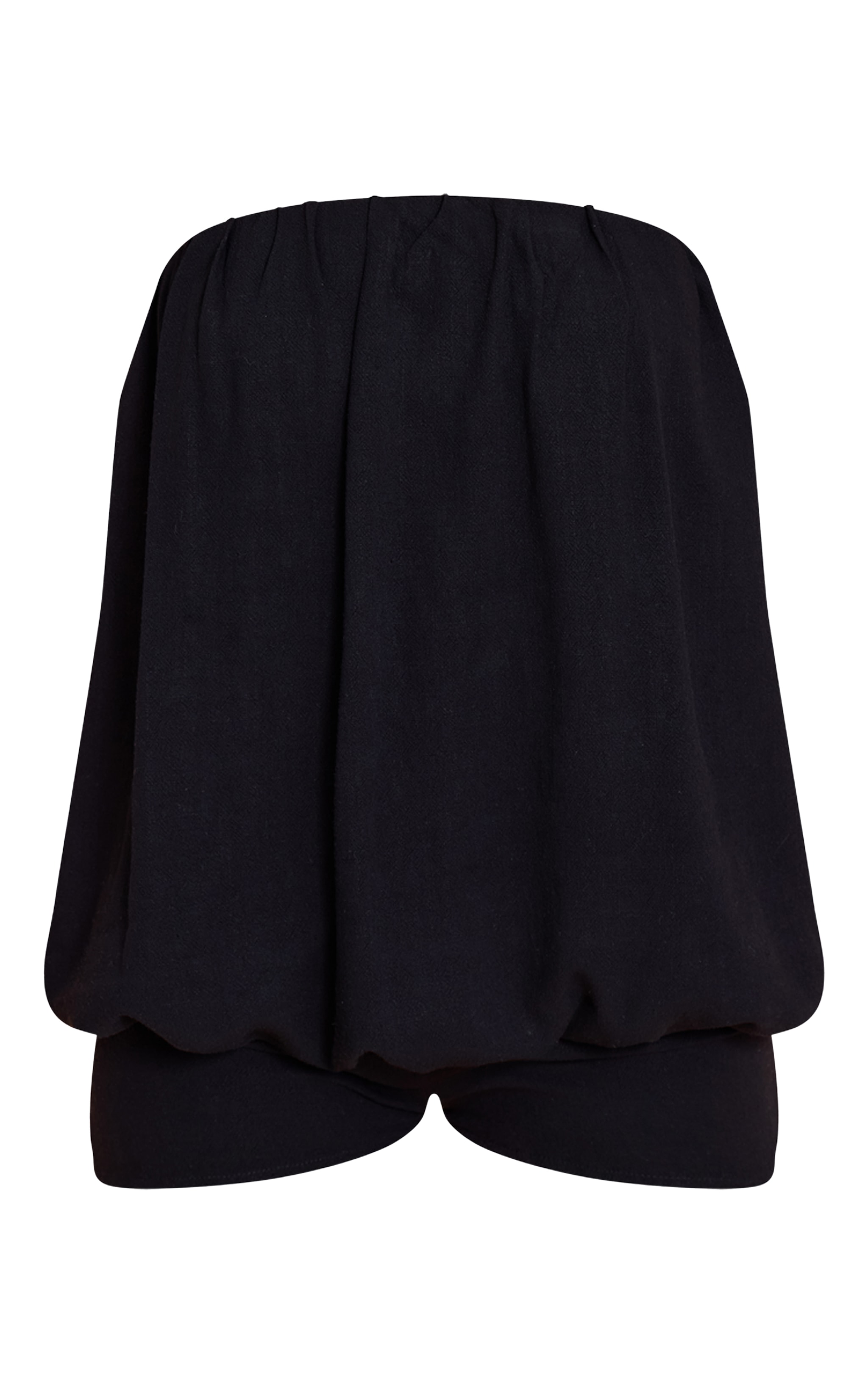 Black Textured Bandeau Puffball Romper image 5