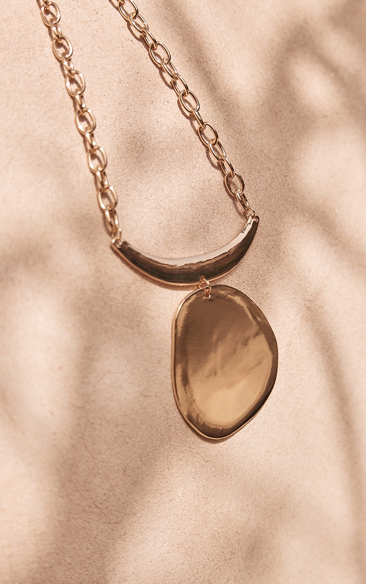 Gold Chunky Abstract Statement Necklace