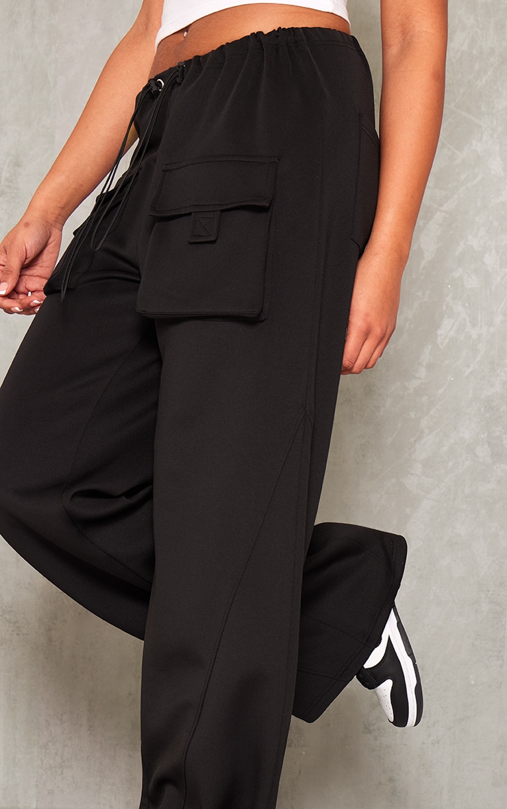  Tall Black Scuba Pocket Detail Cargo Pants image 4