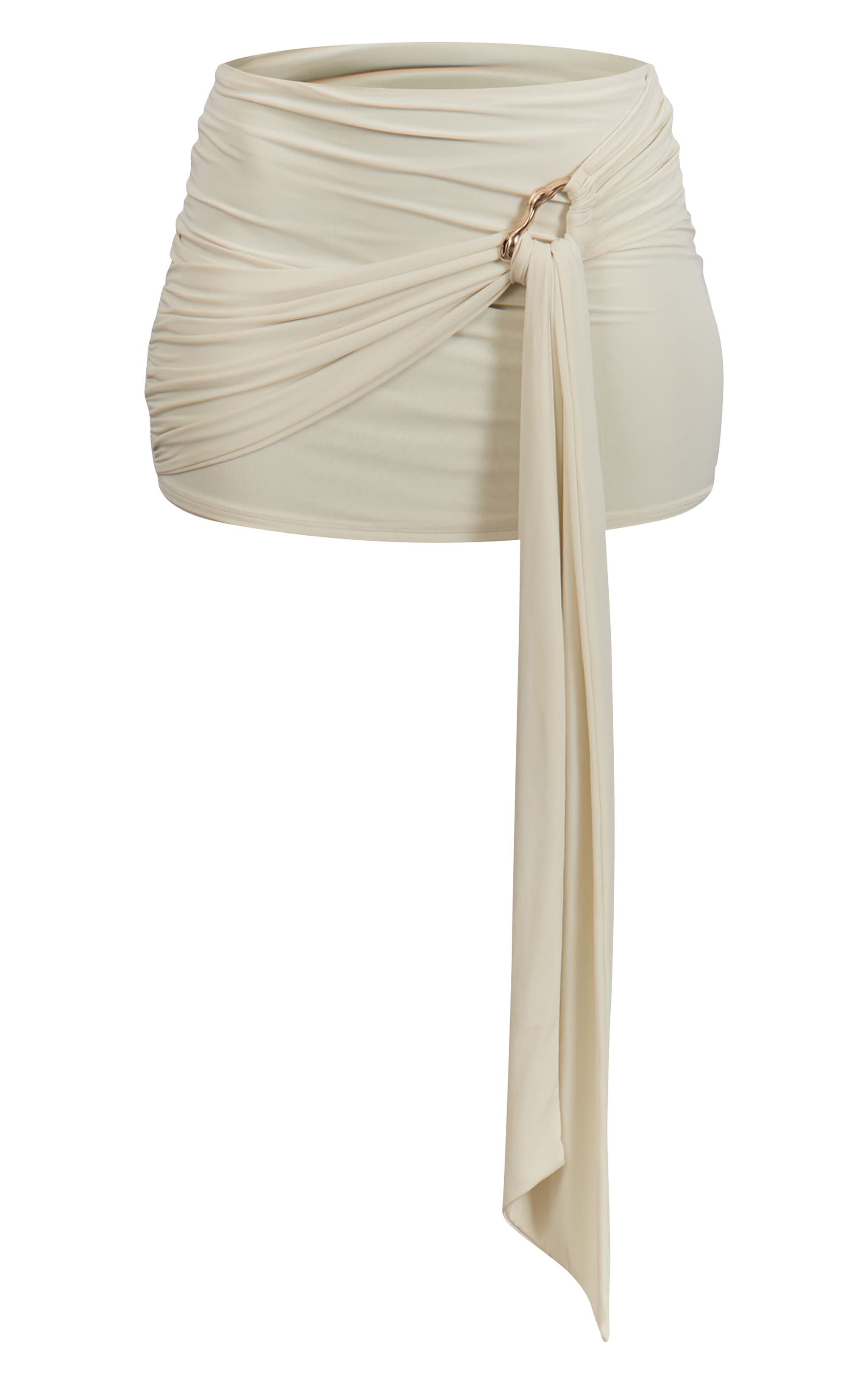 Cream Double Layer Trim Detail Slinky Mini Skirt image 6