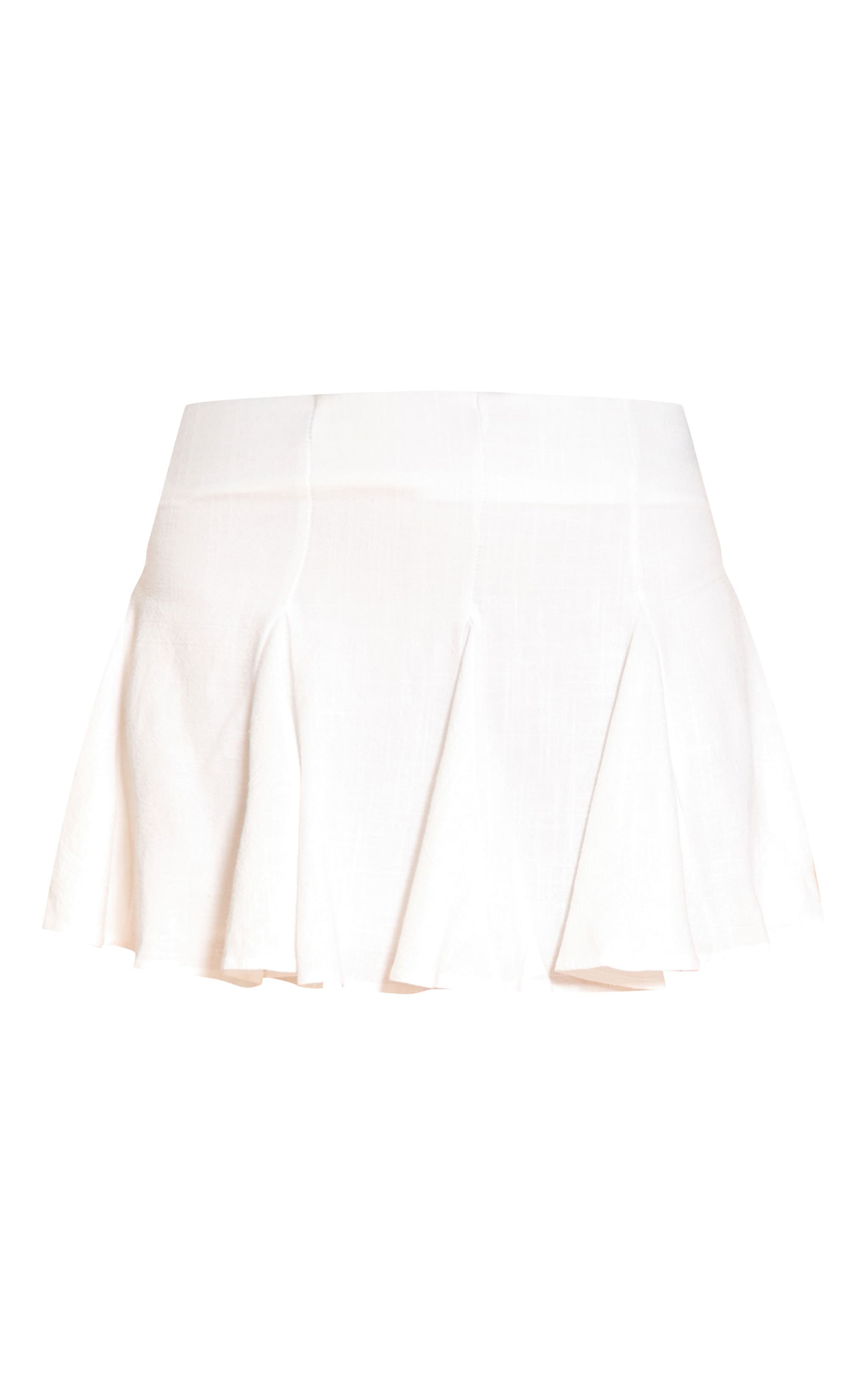 White Linen Look Pleat Detail Mini Skirt image 6
