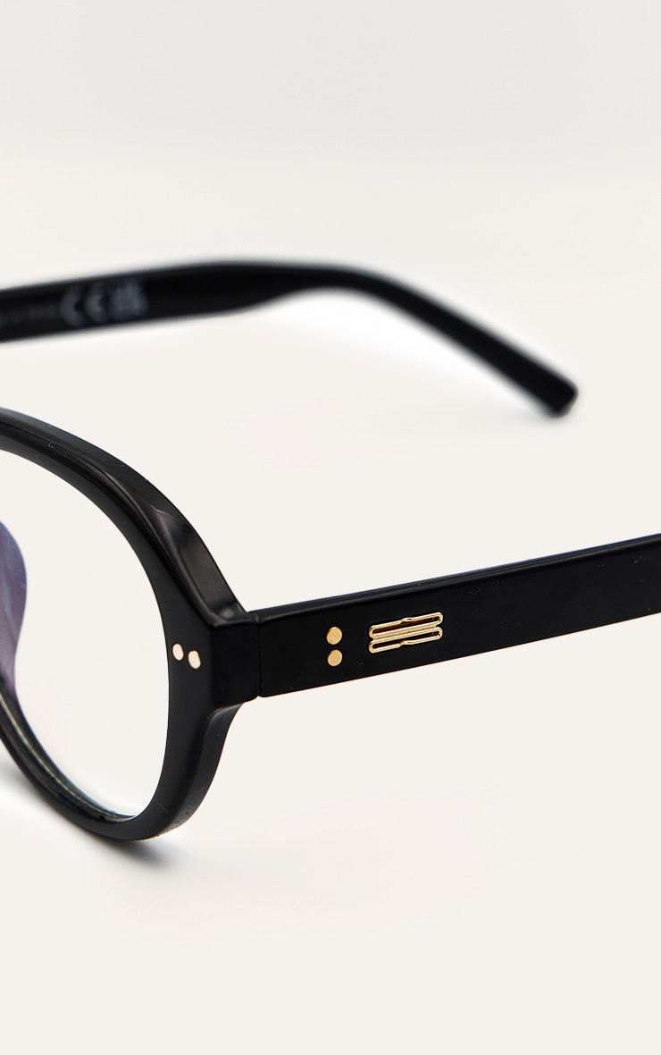 Black Round Aviator Blue Light Readers image 3