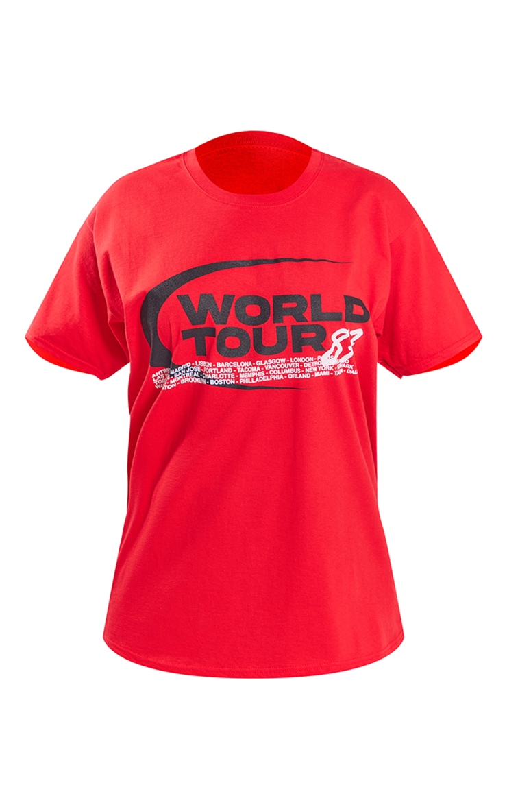 T-shirt rouge imprimé World Tour 87 image 5