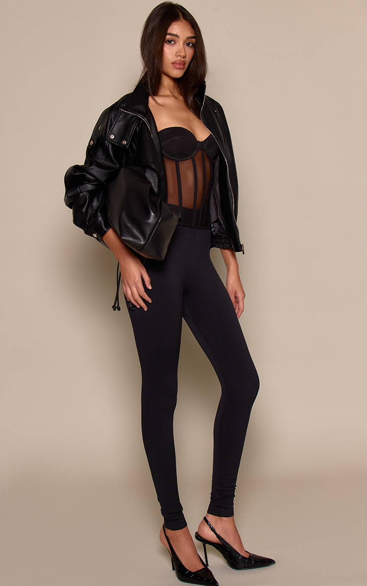 Black Mesh Structured Lace Up Corset image 3