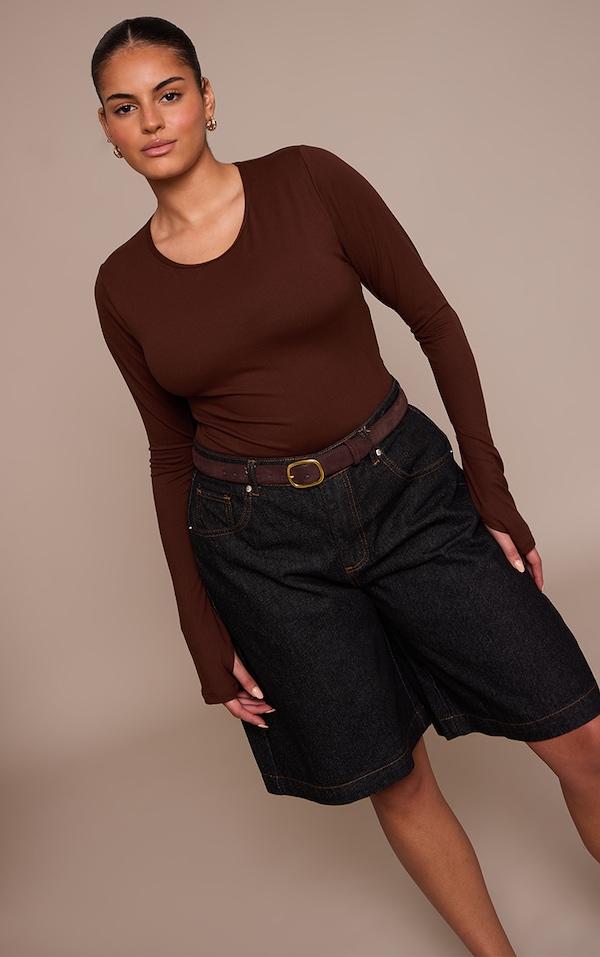 Plus Body en Sculpt chocolat à manches longues
