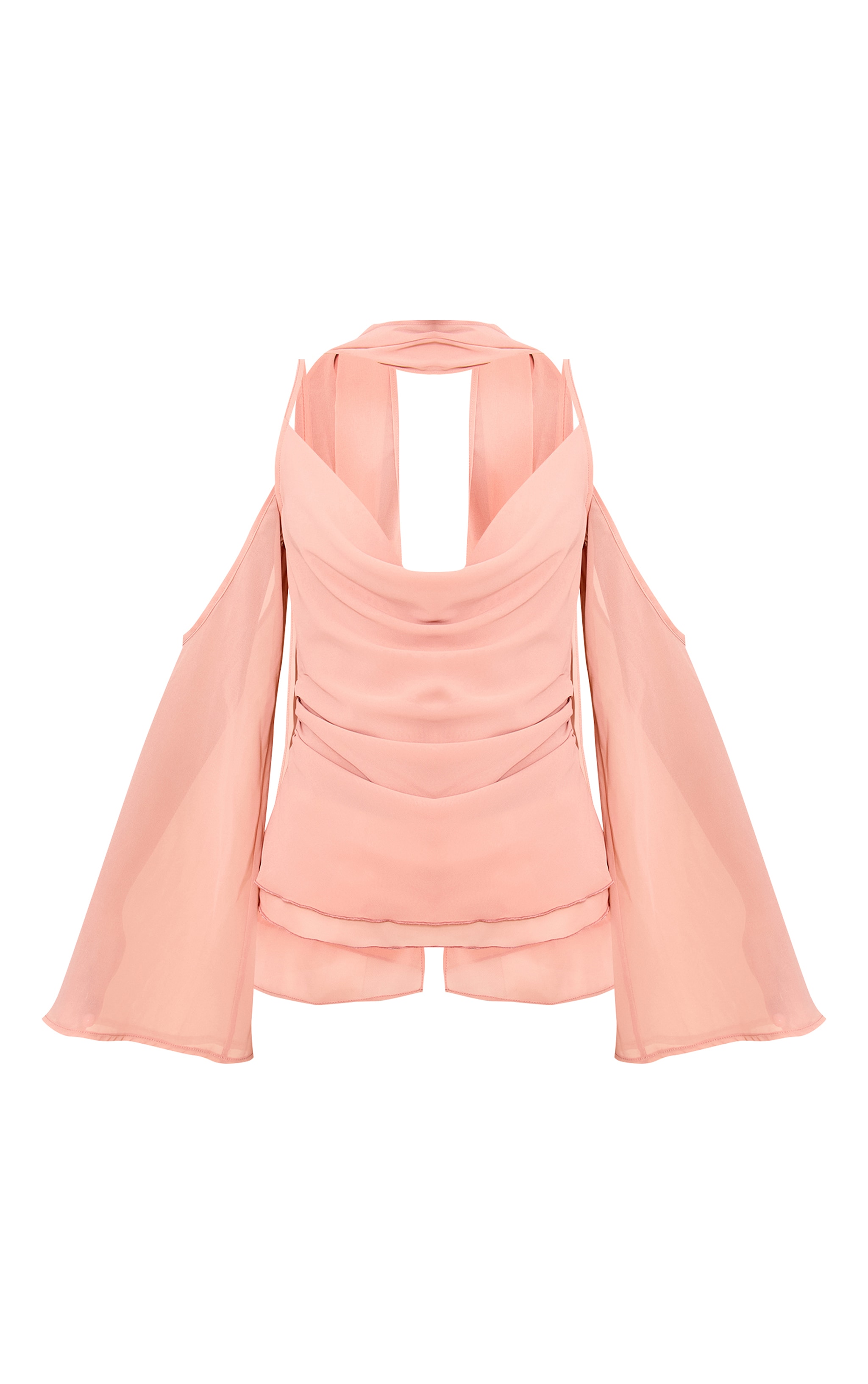 Mauve Chiffon Drape Scarf Long Top image 5
