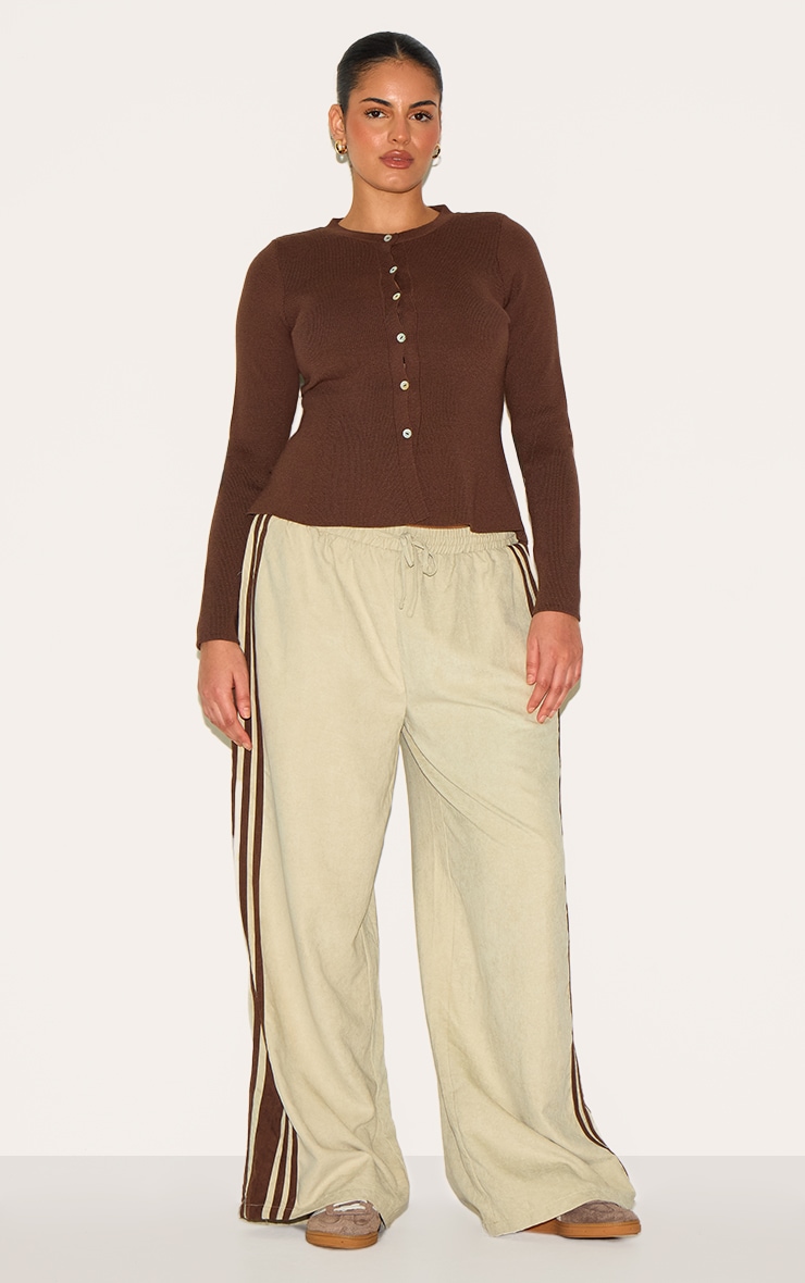 Plus Sage Peachskin Contrast Stripe Wide Leg Pants image 2