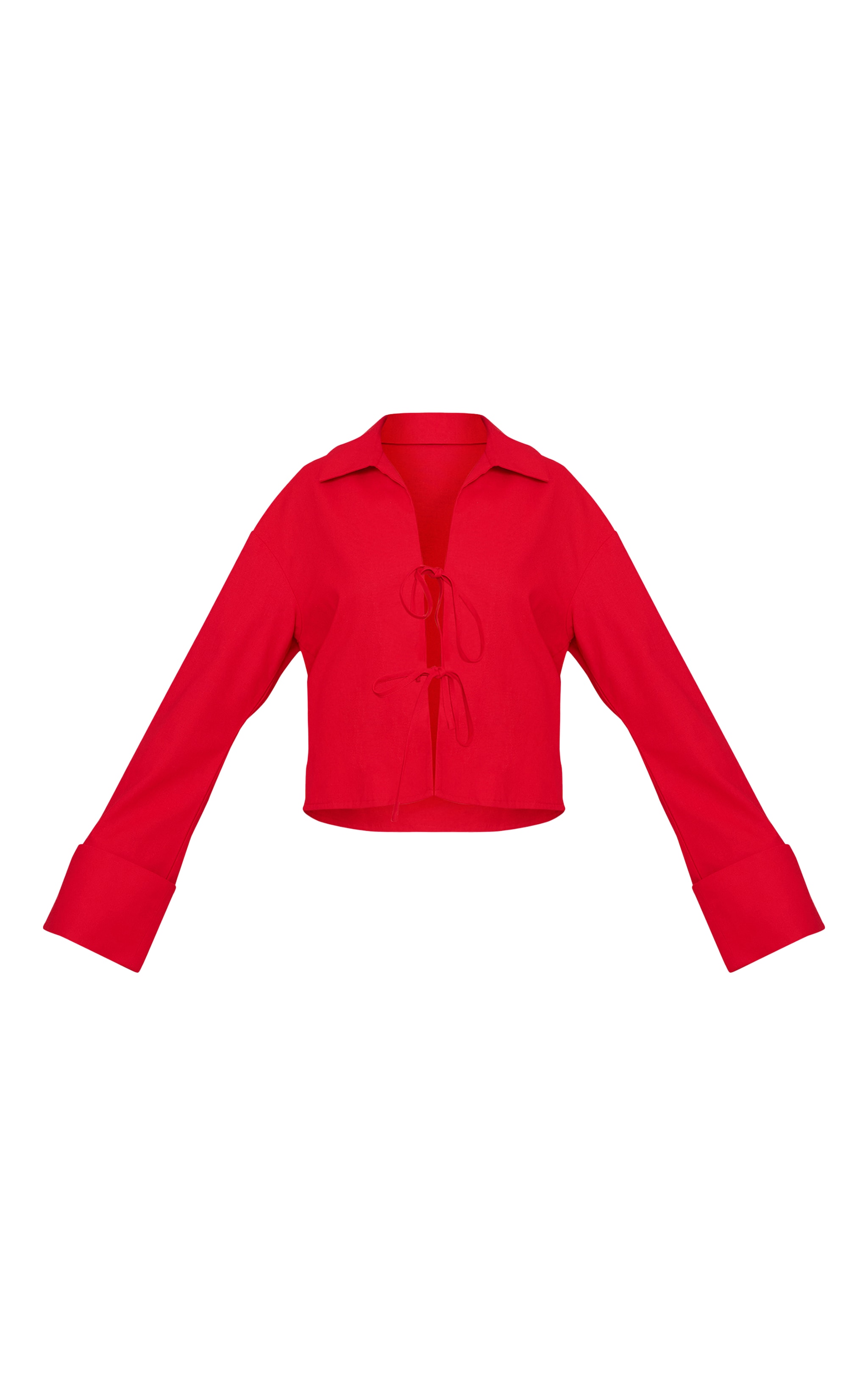 Tomato Tie Front Linen Look Collar Blazer image 5