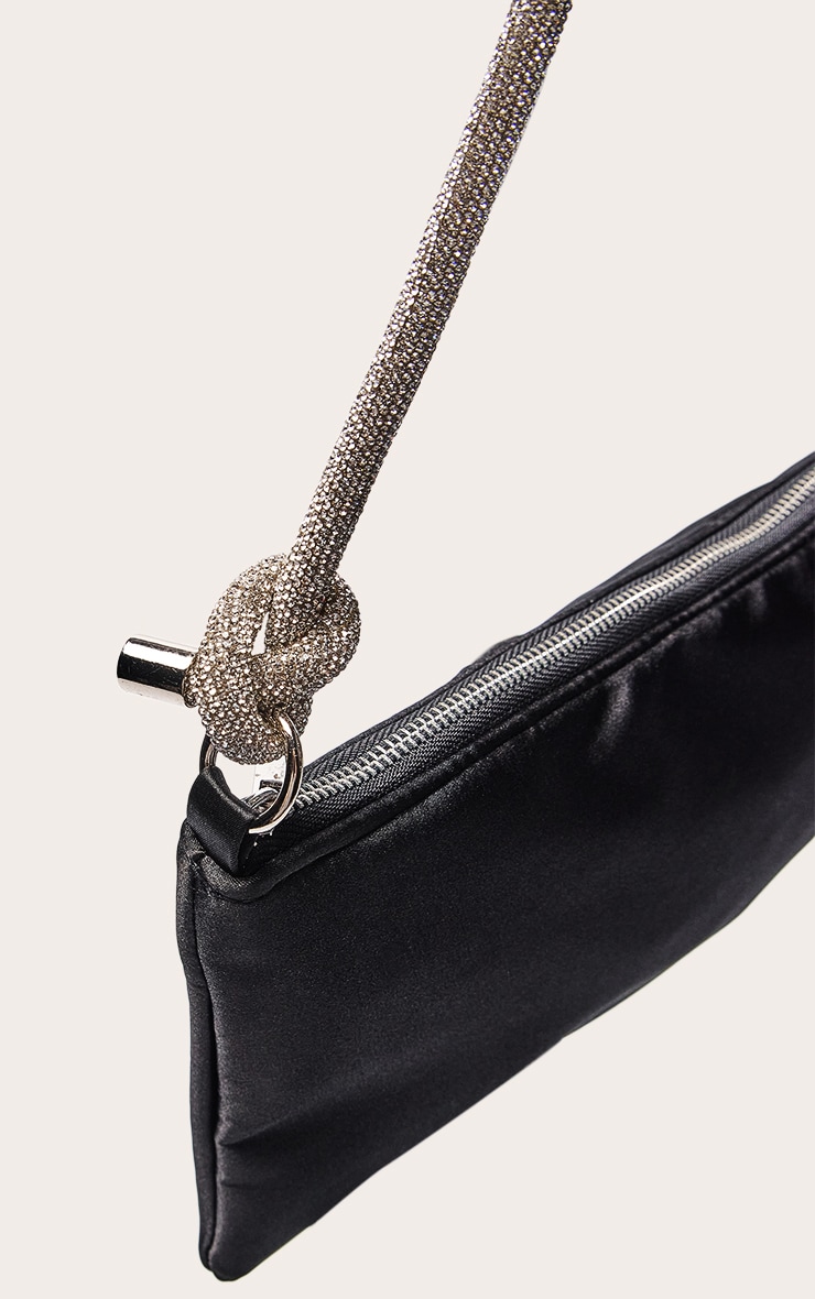 Sac à main satiné noir à anse paillettée image 5