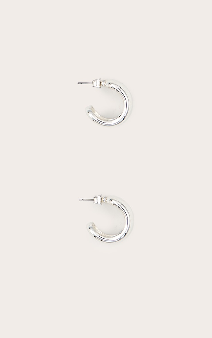 Silver Plated Smooth Hoop Earring image 2