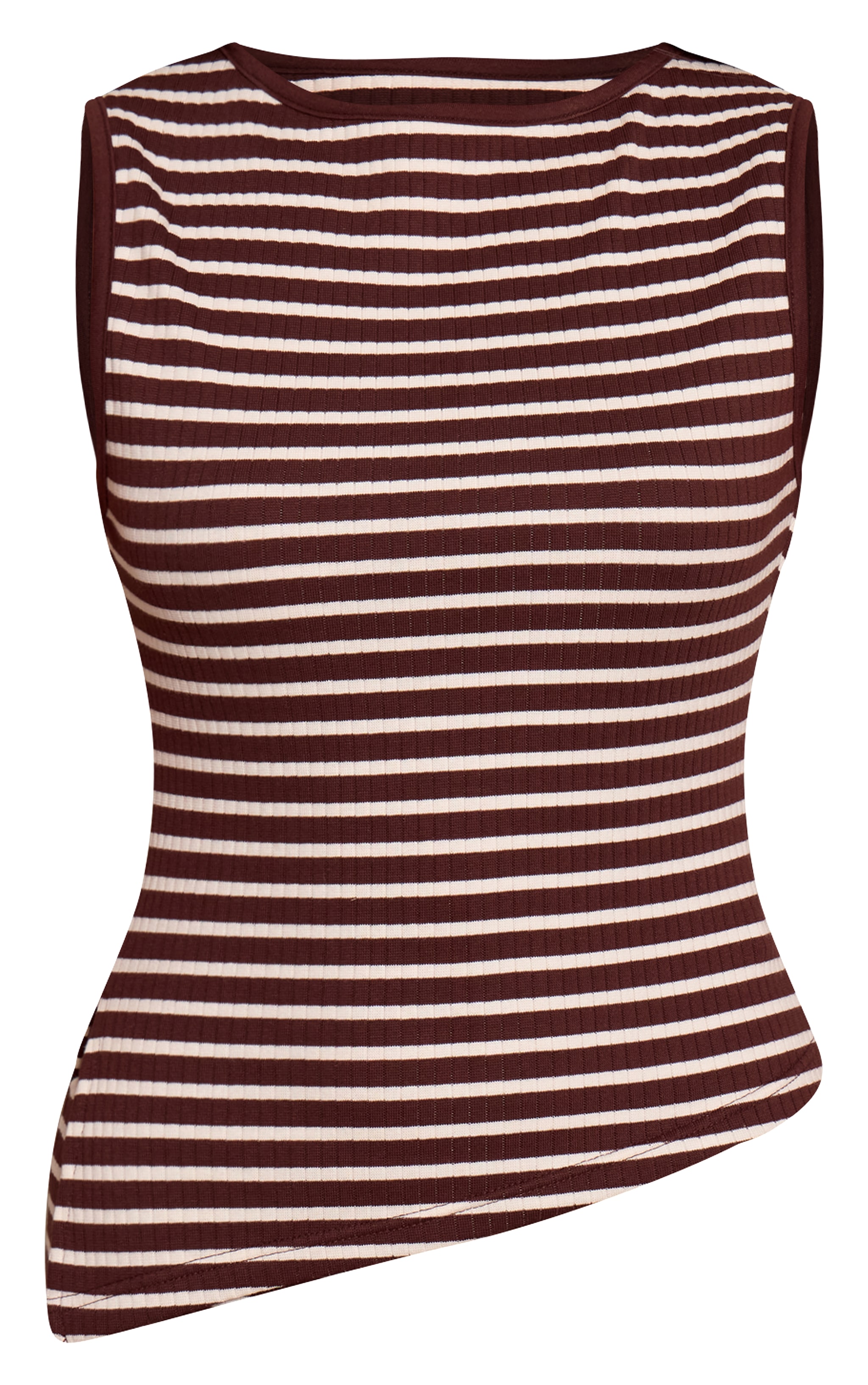 Chocolate Stripe Contrast Binding Vest Top image 5