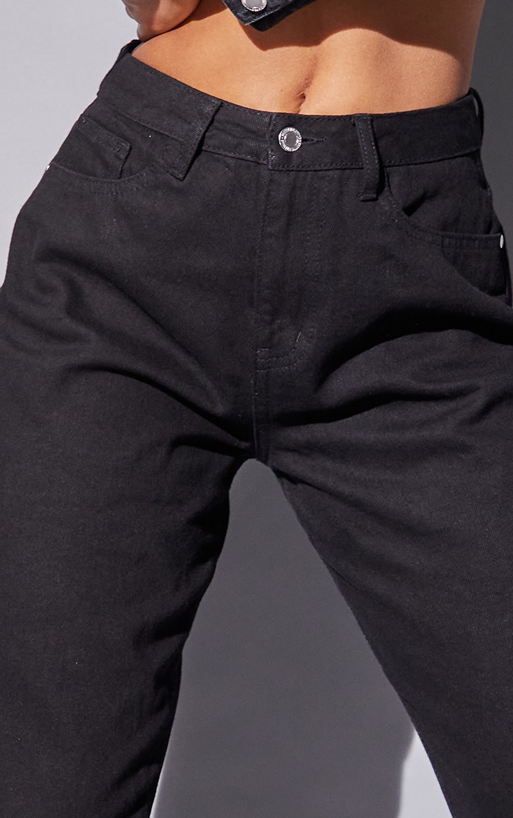 Black Basic Loose Fit Dad Jeans image 4