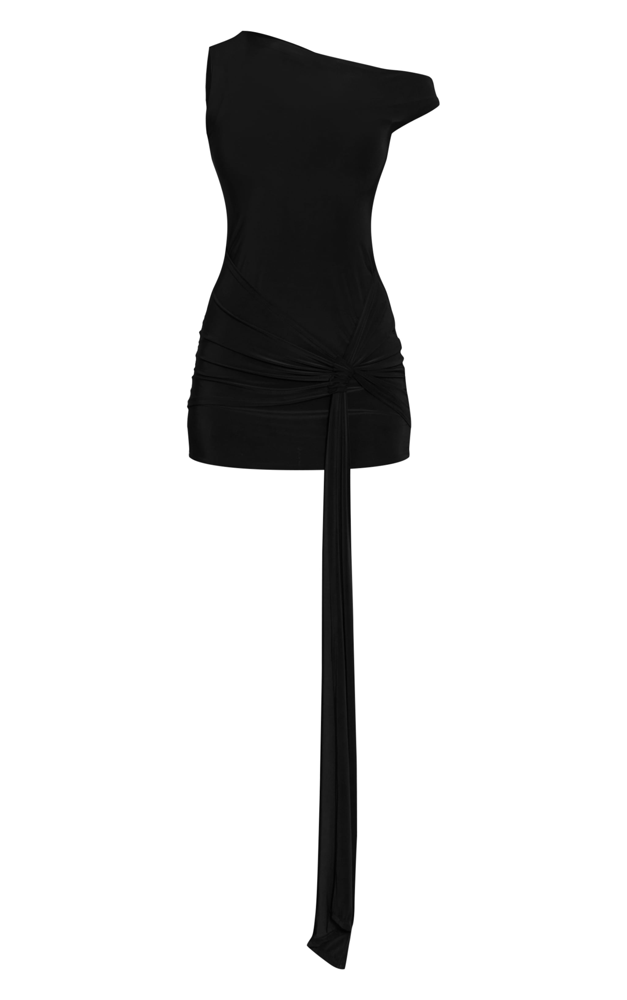 Mini robe très moulante asymétrique noire à détail drapé image 5