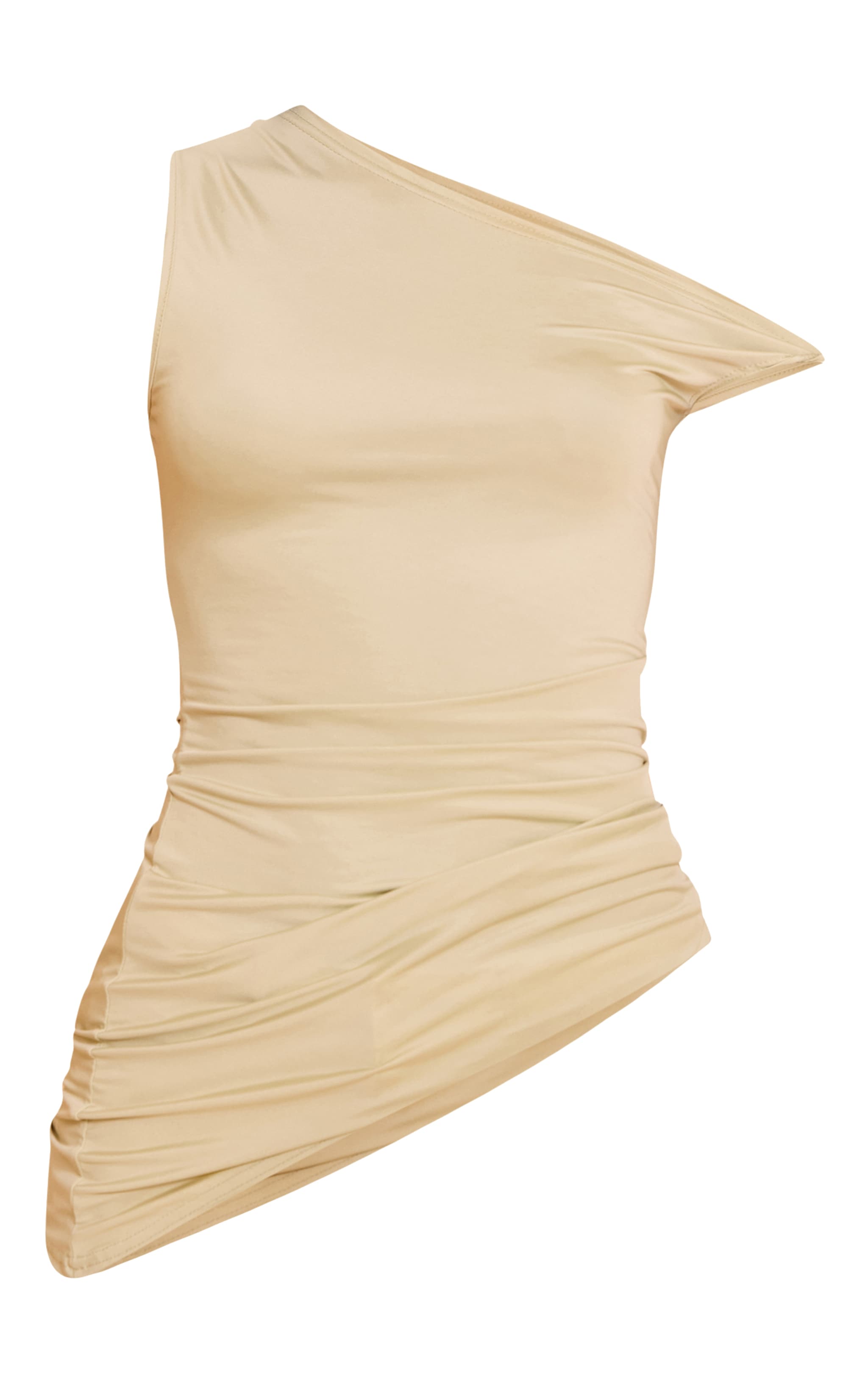  Clay Ruched Detail Asymmetric Slinky Long Top image 5