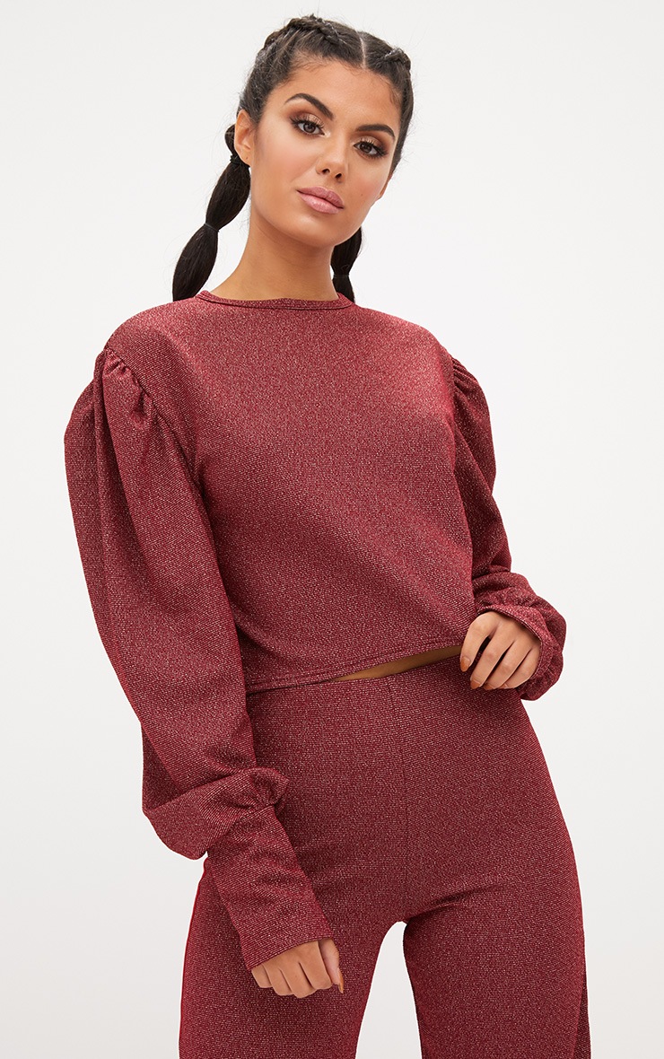 Red Lurex Sport Stripe Sweater. Tops PrettyLittleThing USA