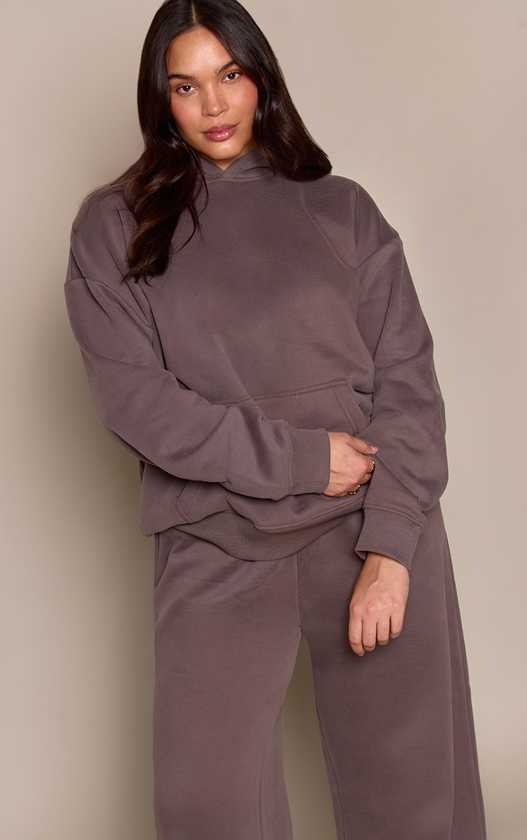 Plus Charcoal Grey Logo Oversized Hoodie image 2