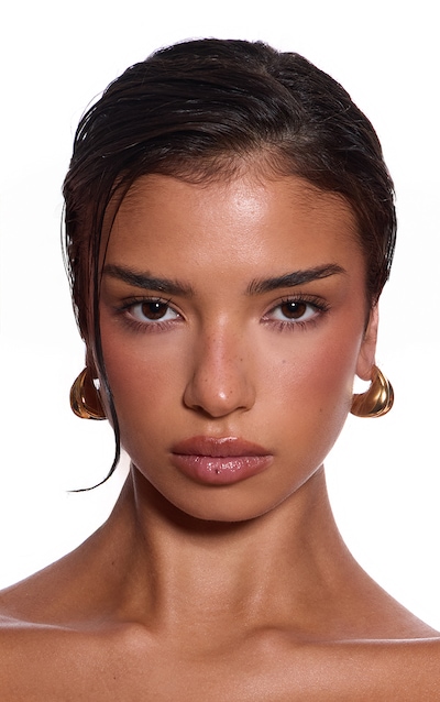 Gold Water Resistant Ridged Stud Earrings