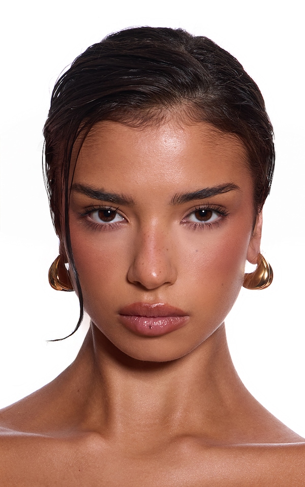 Gold Water Resistant Ridged Stud Earrings