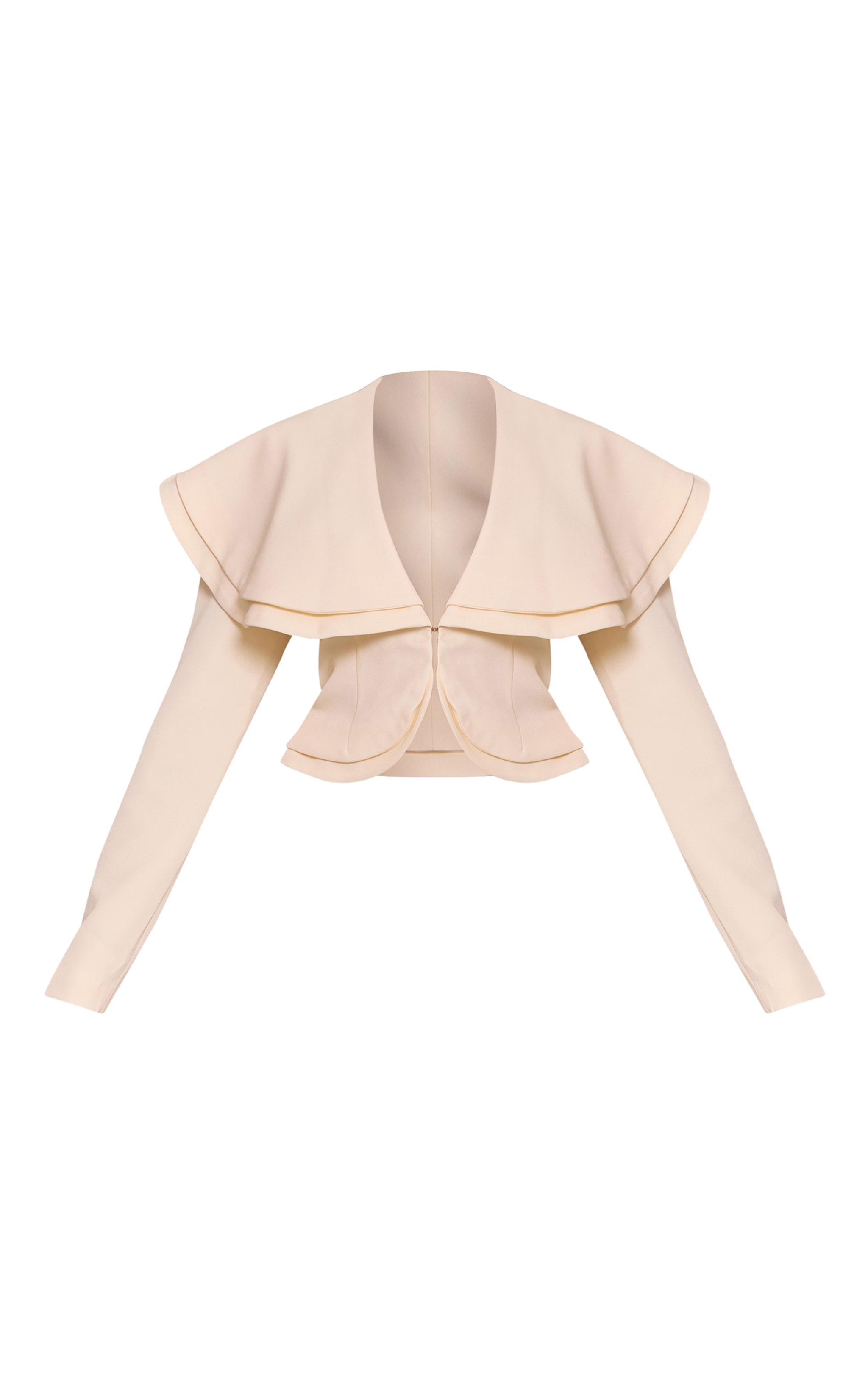 Combishort de tailleur tissé crème à col oversize image 5