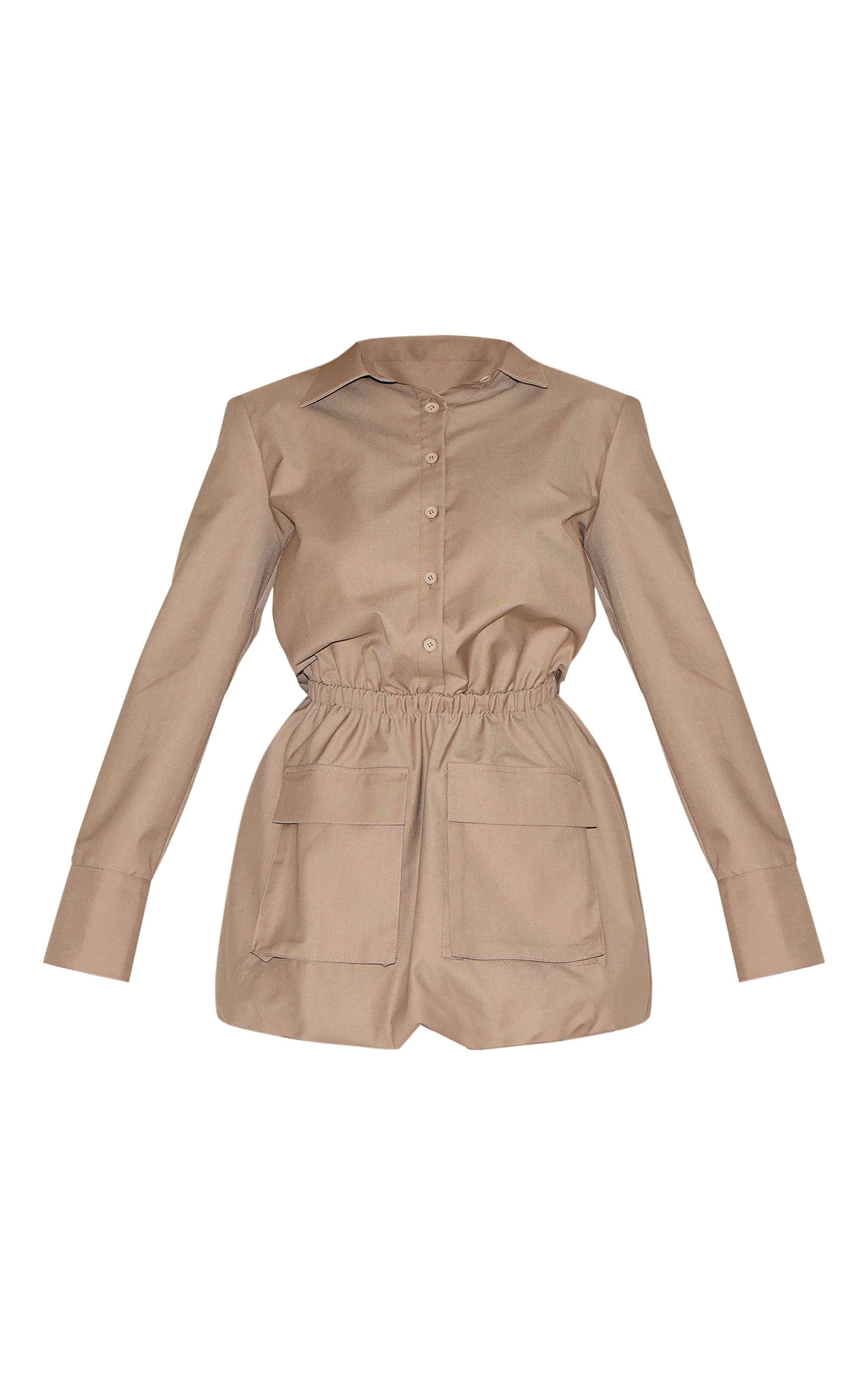 Shape Mocha Button Front Puffball Cargo Shirt Dress image 5