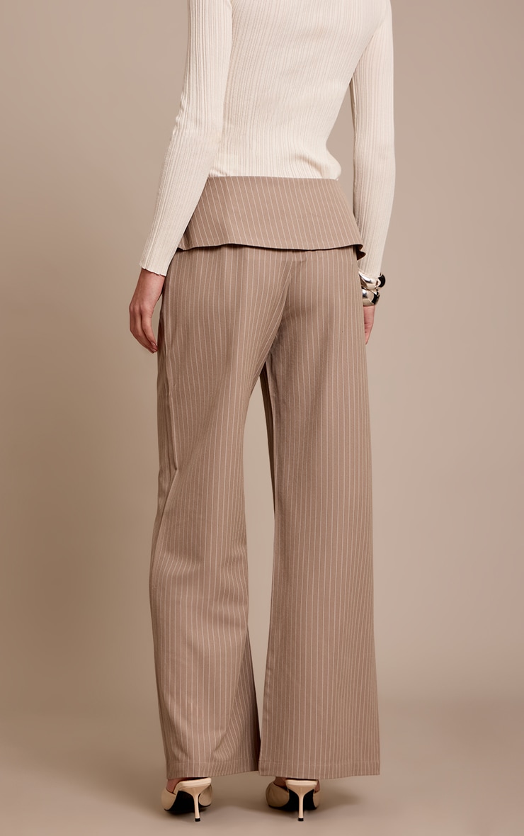 Mushroom Pinstripe Overlay Wide Leg Pants image 3