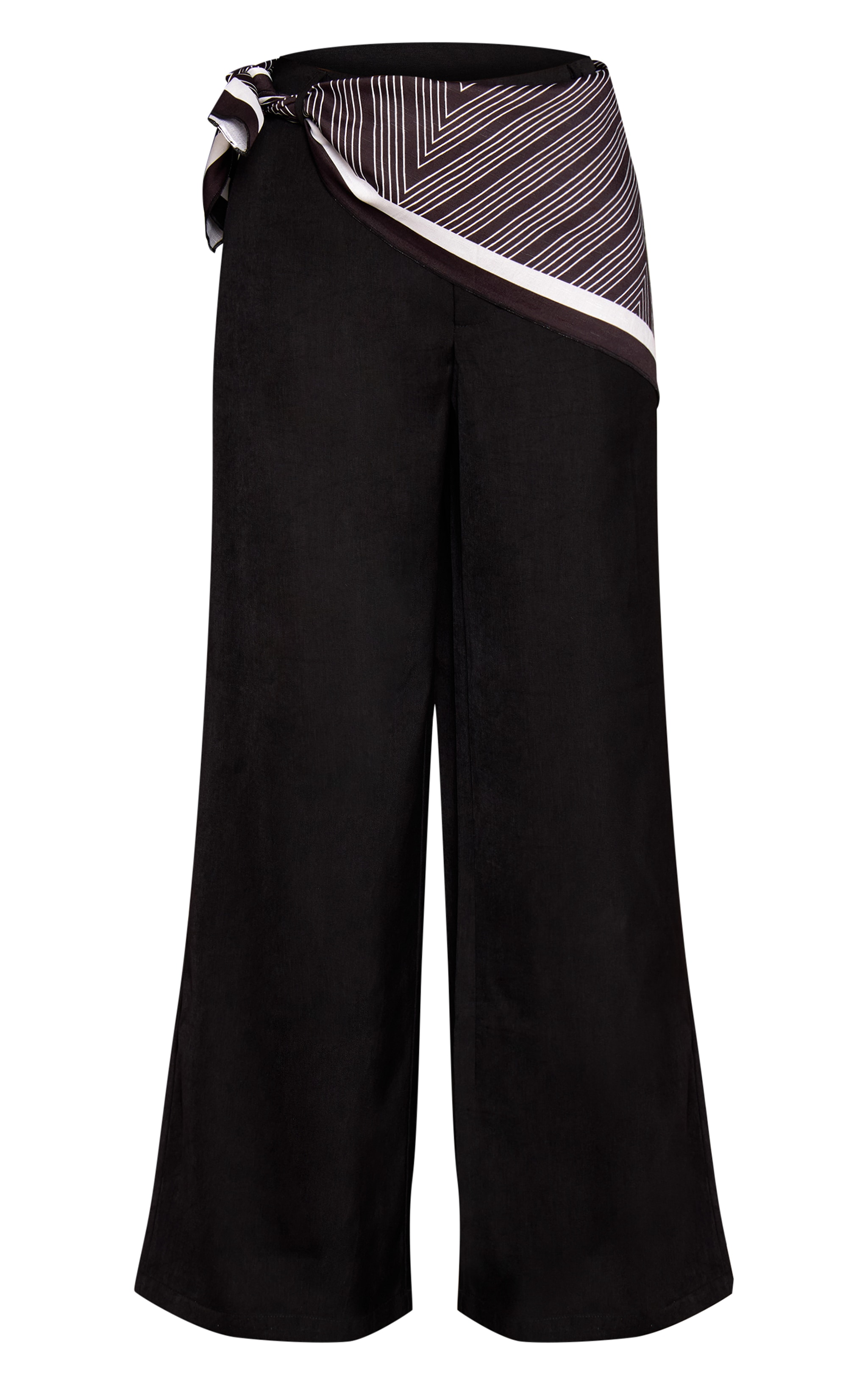 Petite Black Scarf Detail Tailored Trousers  image 5