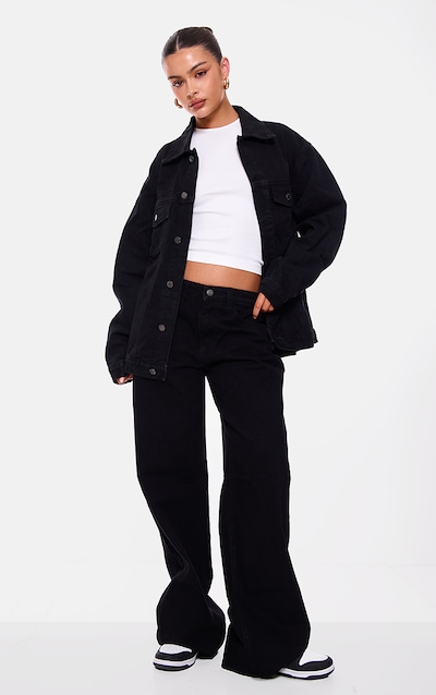 Jean coupe boyfriend noir délavé taille basse