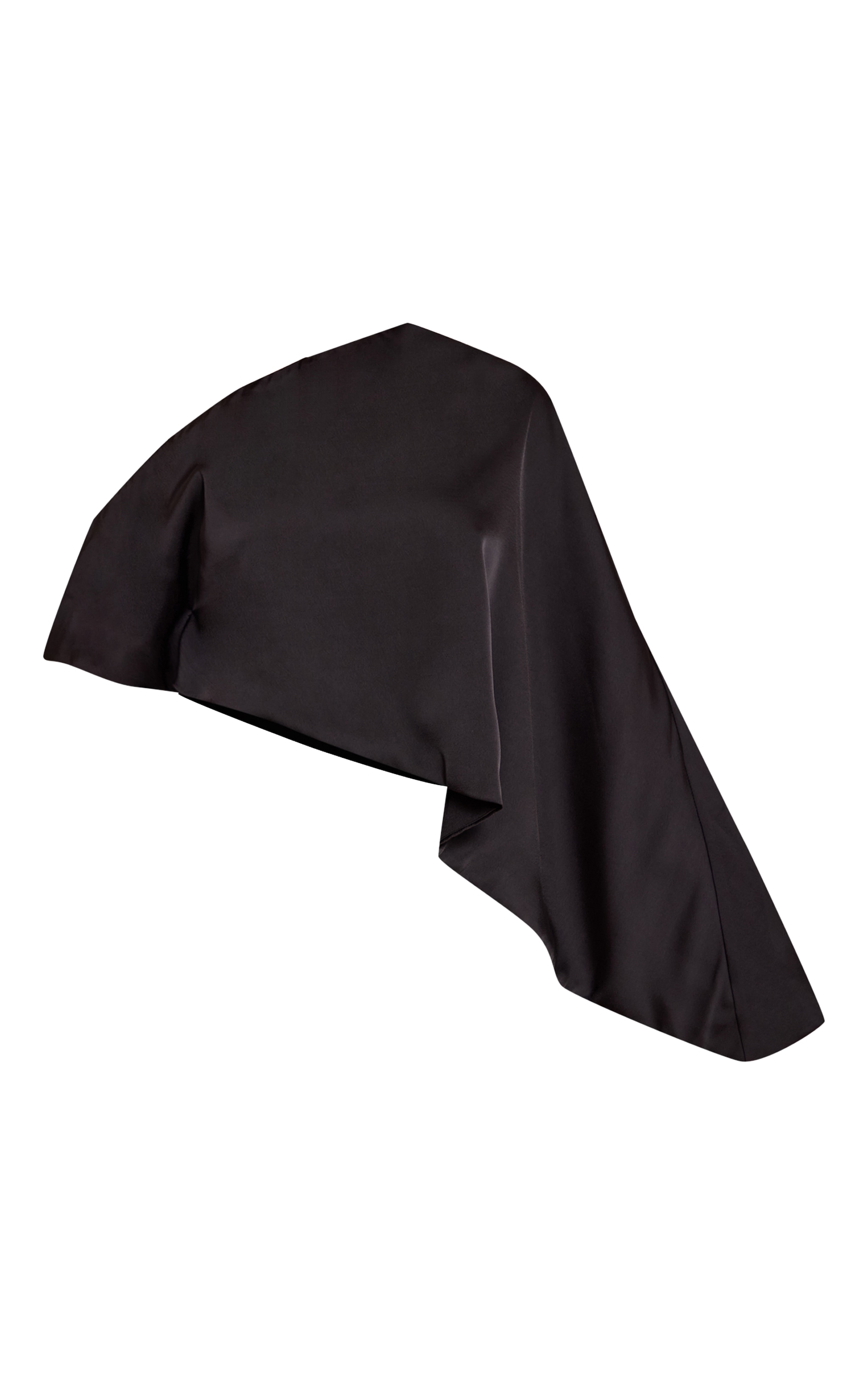 Petite Black Satin Asymmetric Cape Top image 5