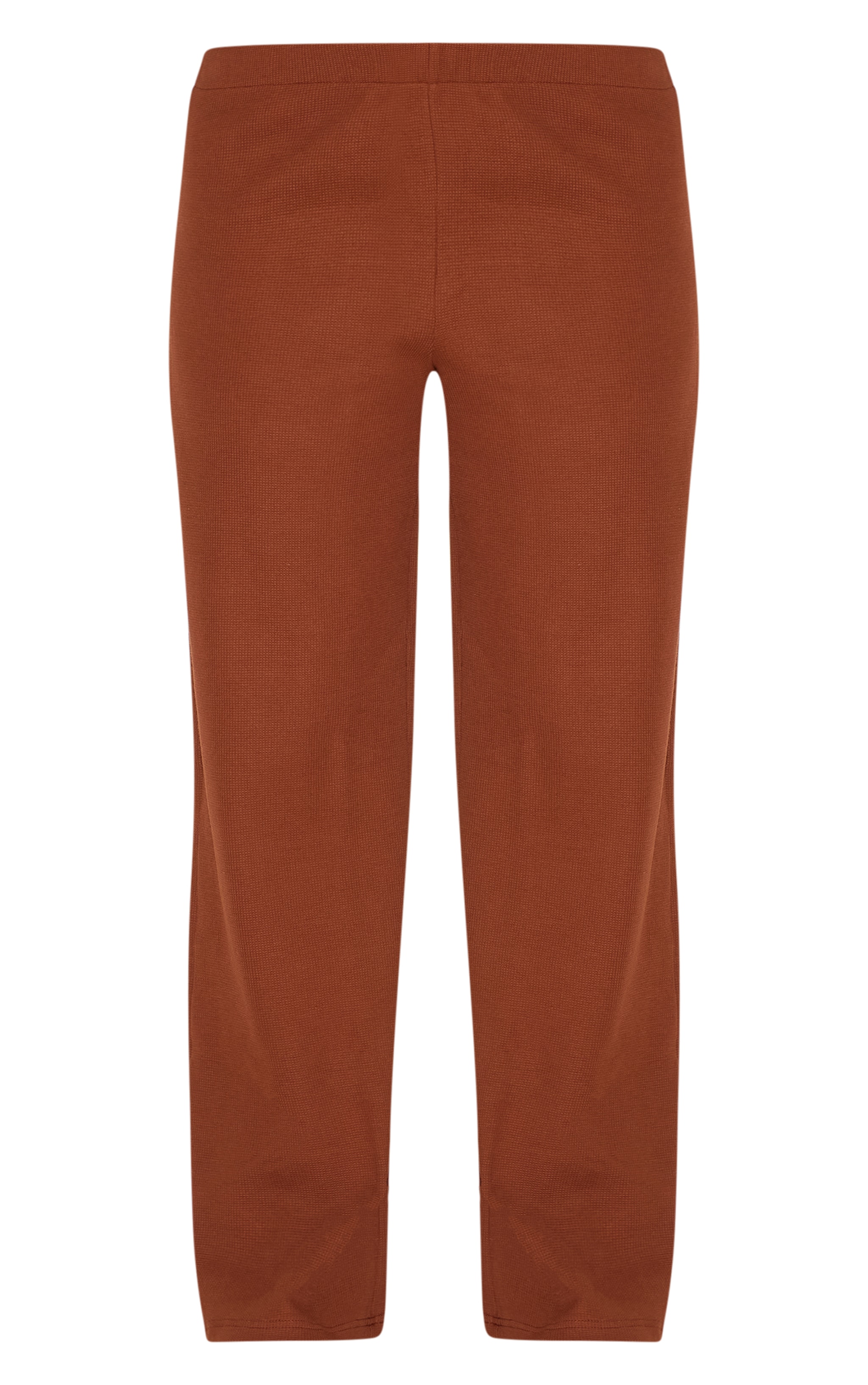 Plus Chocolate Mid Rise Wide Leg Waffle Pant image 5