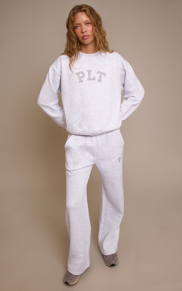 PLT Ash Grey Glitter Logo Pullover Sweatshirt image 3