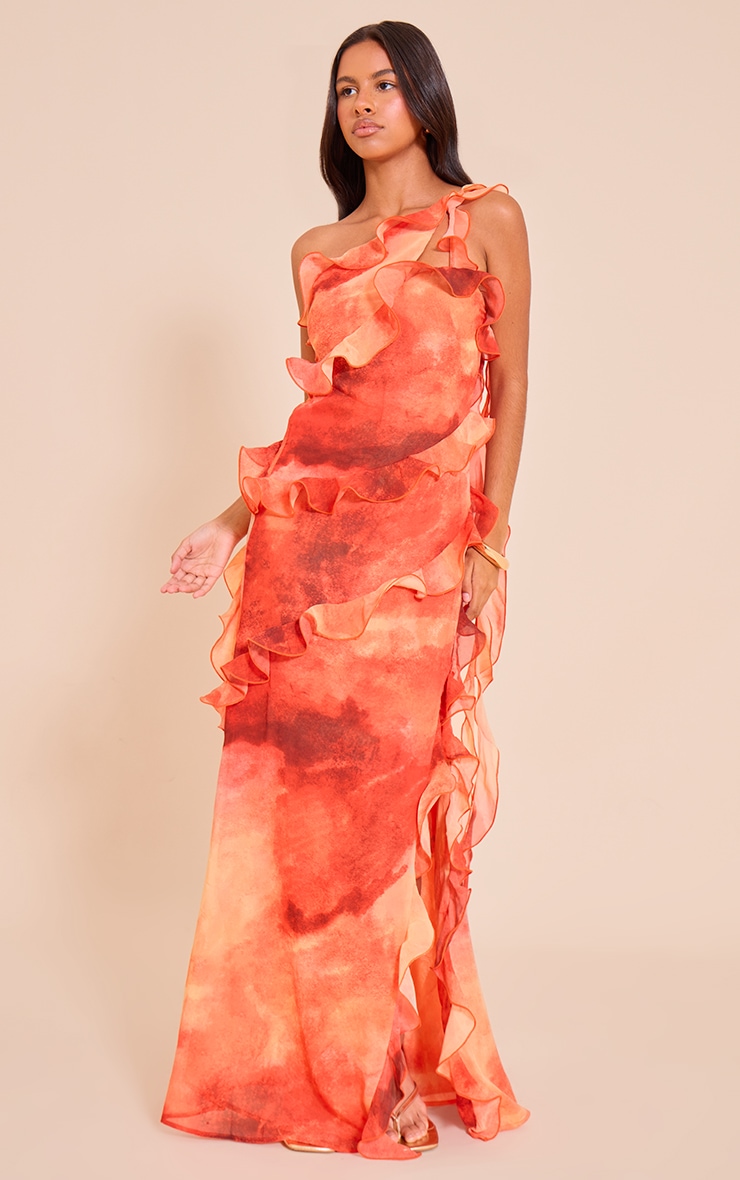 Petite Multi Chiffon Frill Detail Maxi Dress image 3