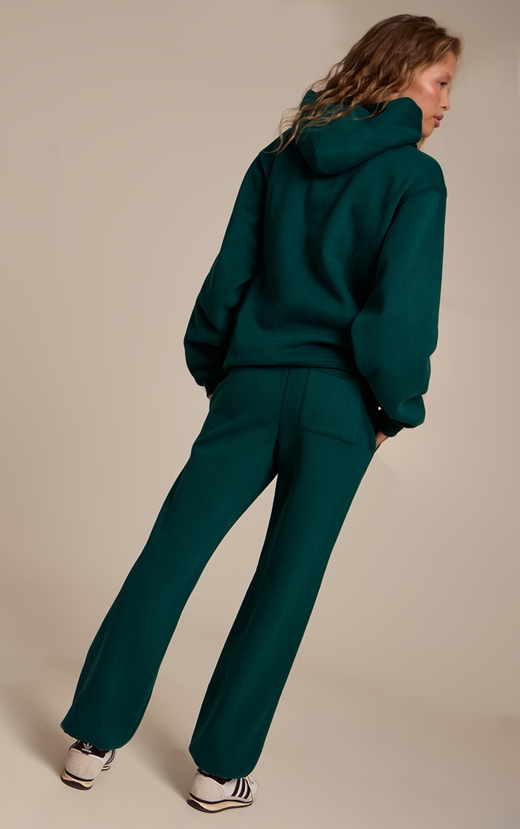 Pine Green Cotton Fleece Cuffed Sweat Pants image 3