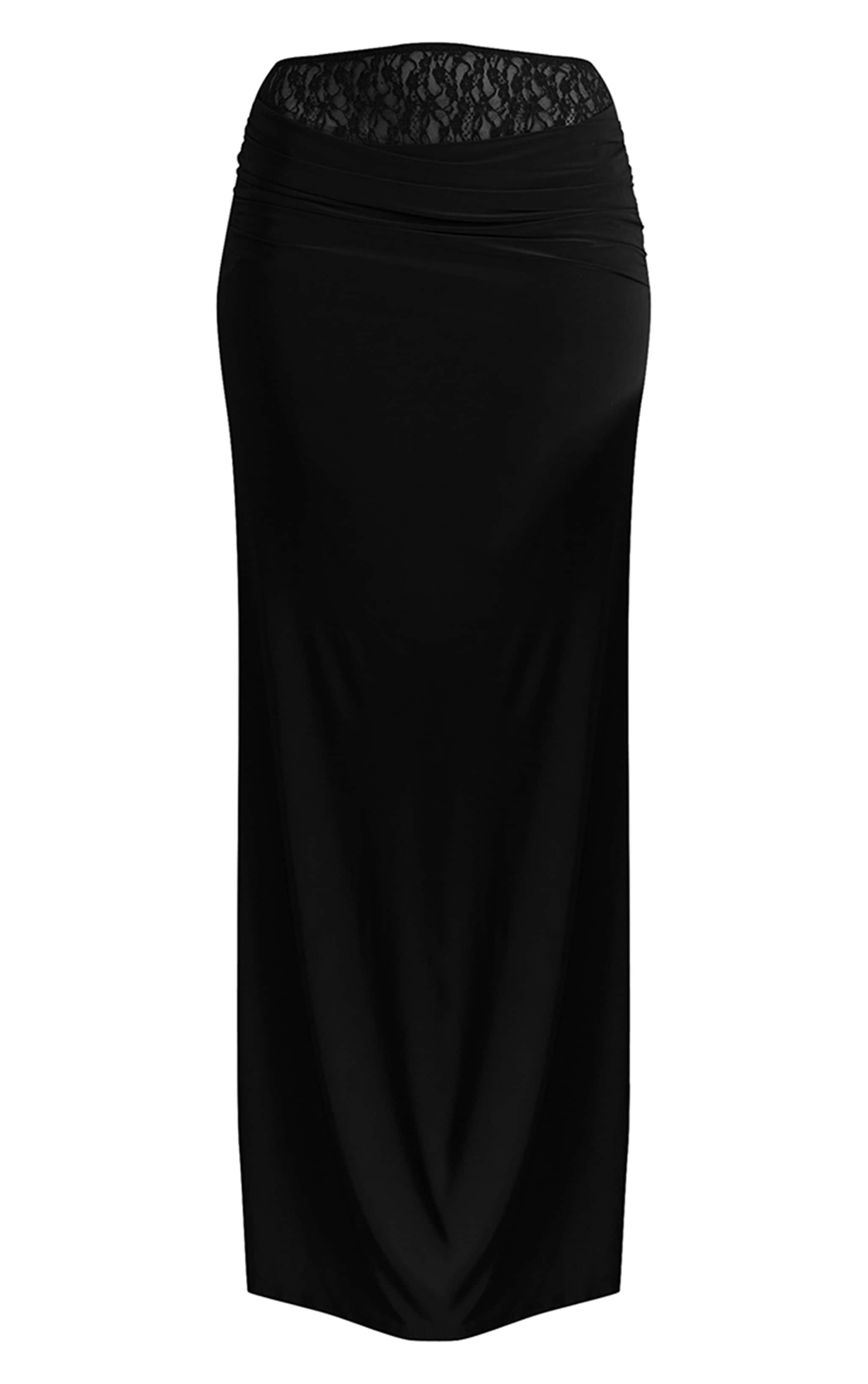 Black Lace Underlay Double Slinky Cowl Maxi Skirt image 5