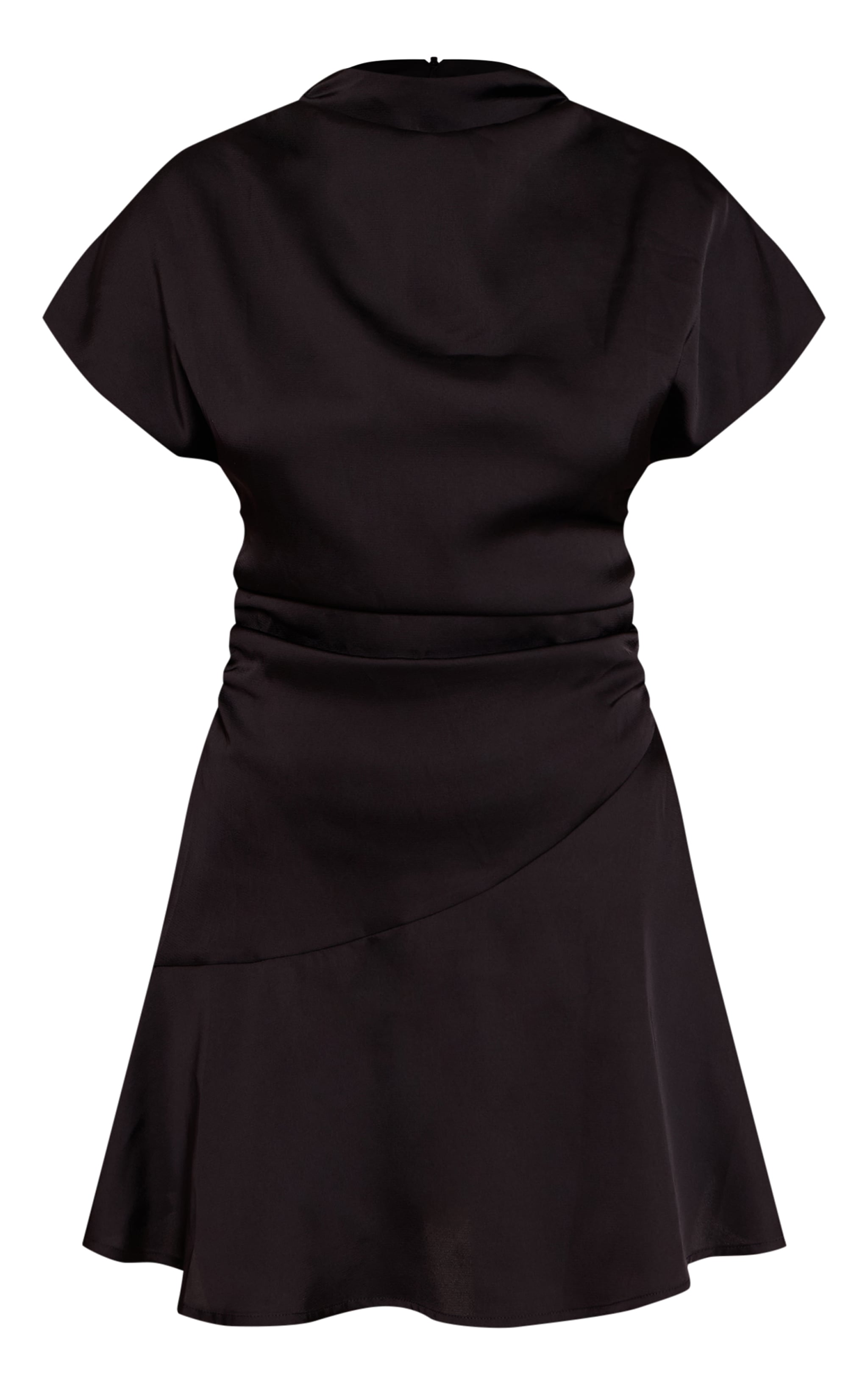 Black Satin Cap Sleeve Mini Dress image 5