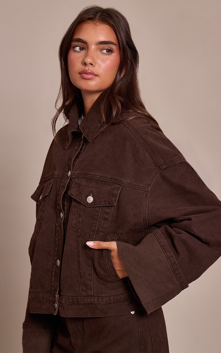 Veste chocolat foncé à poignets retroussés image 1