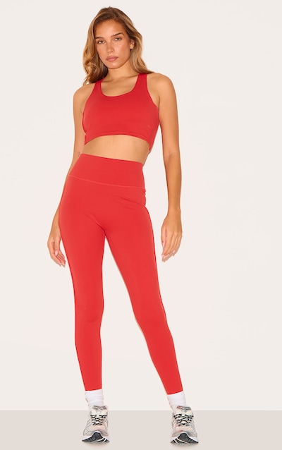 Legging de sport en Sculpt rouge à détails contrastés et taille haute