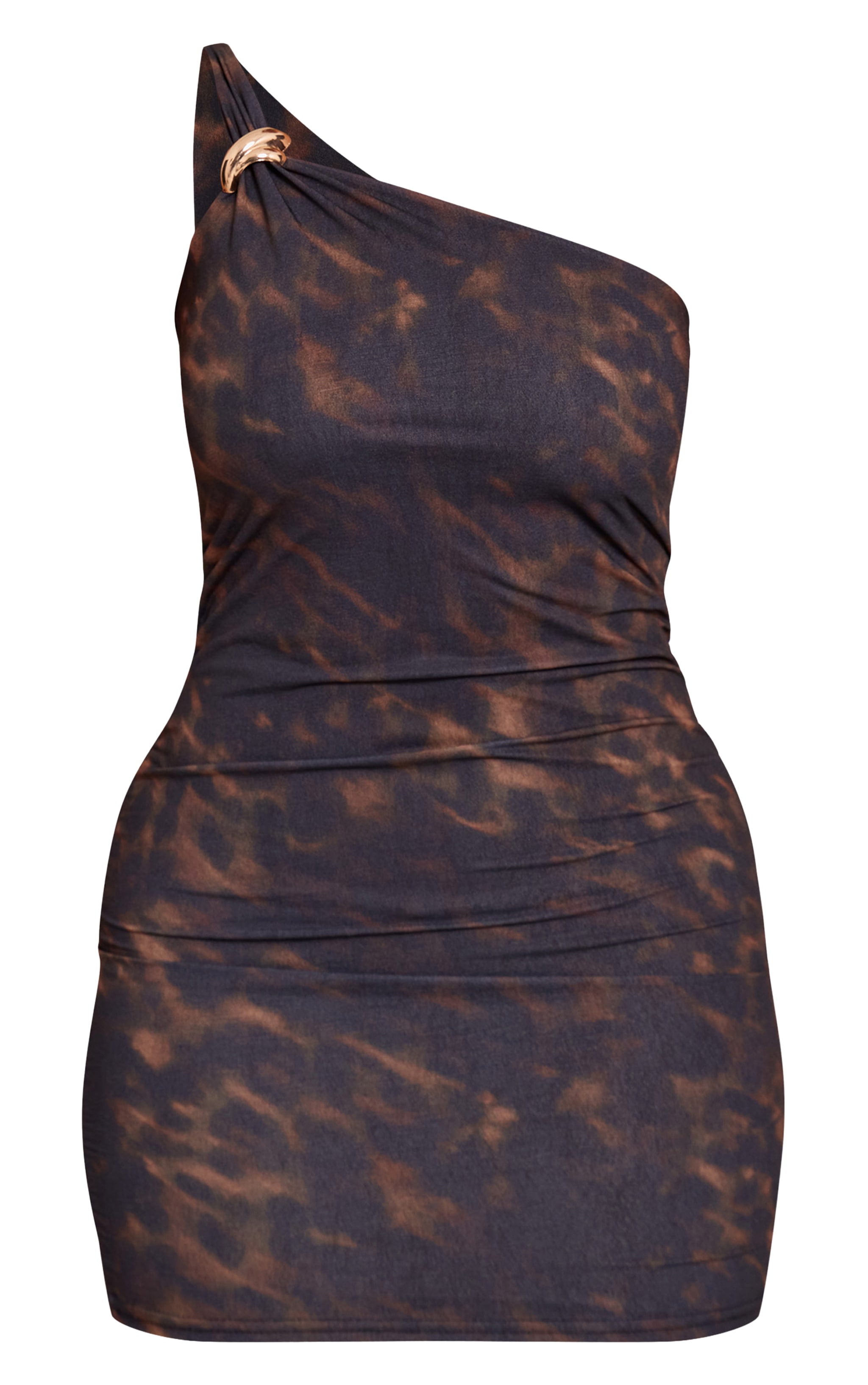 Shape Brown Leopard Print Chiffon Gold Detailing Mini Dress image 5