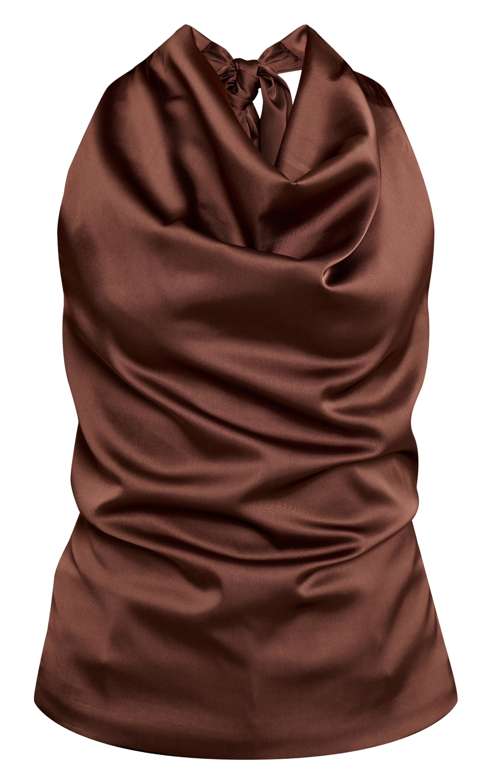 Chocolate Satin Fringe Detail Top image 5