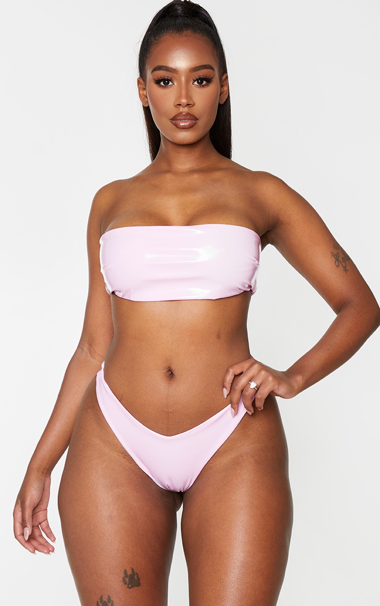 Shape Pink Vinyl Bandeau Bikini Top