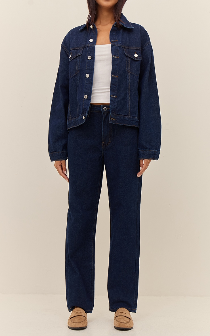 Indigo High Waist Straight Leg Jeans image 2
