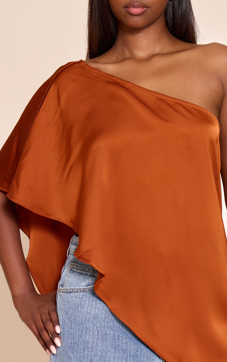 Burnt Orange Satin Floaty Long Top image 4