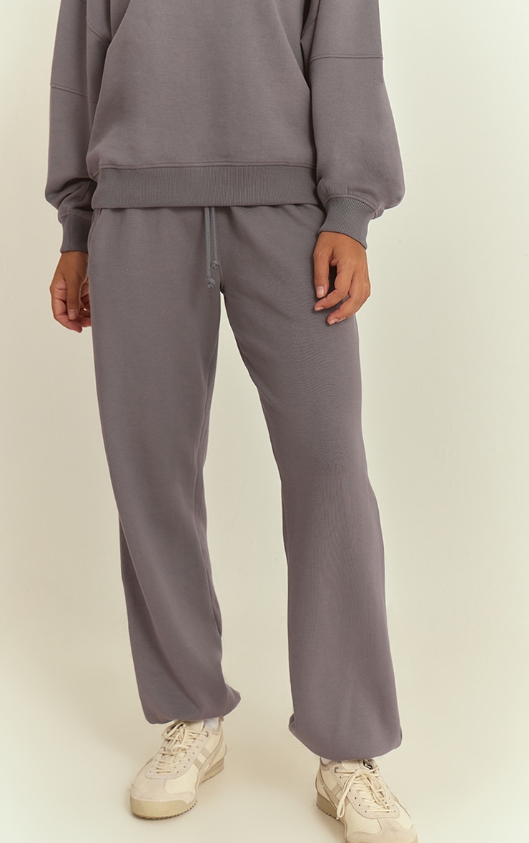 Charcoal Grey Interlock Cuffed Track Pants image 2