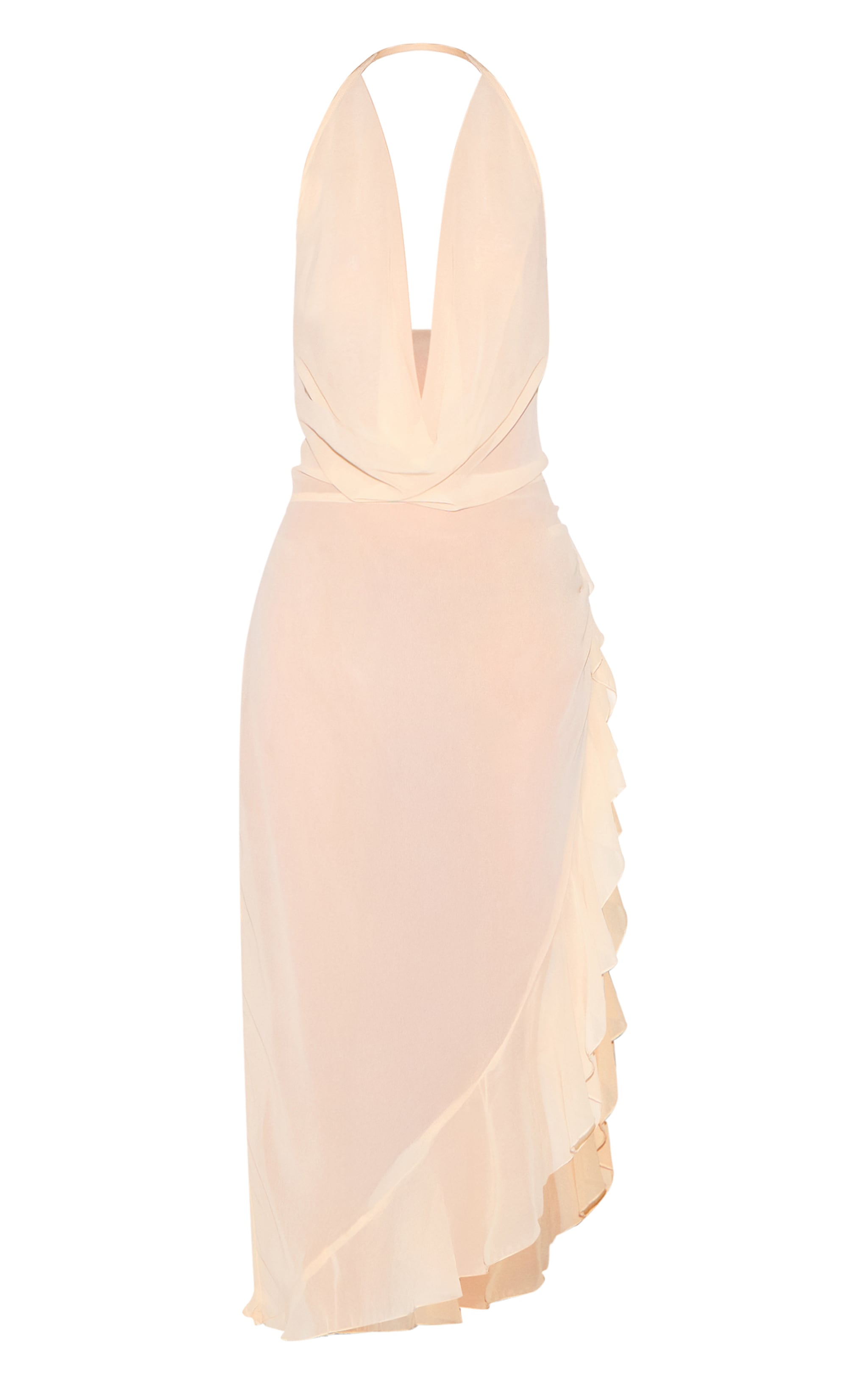 Natural Cowl Ruffle Split Detail Maxi Dress image 5