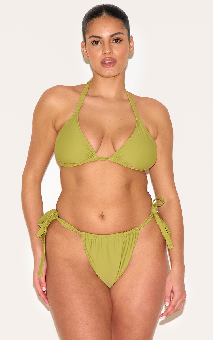 Plus Olive Basic Tanga Tie Side Bikini Bottom image 3