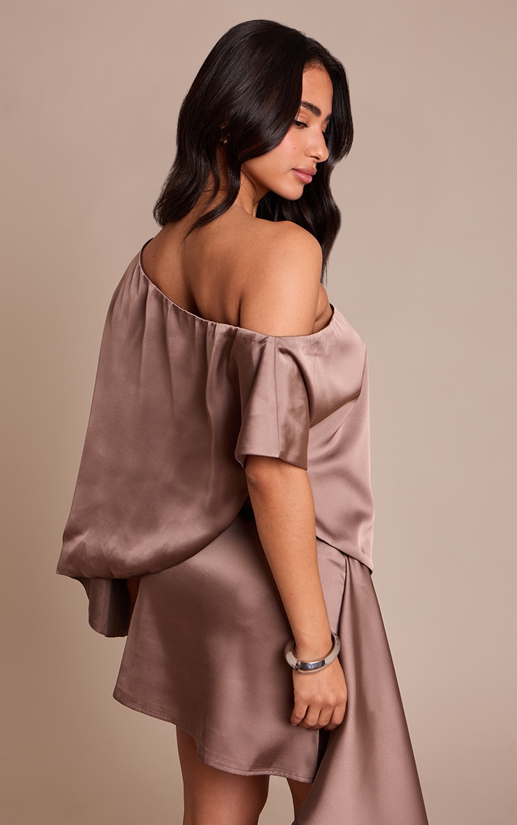 Petite Mushroom Satin Asymmetric Cape Top image 2
