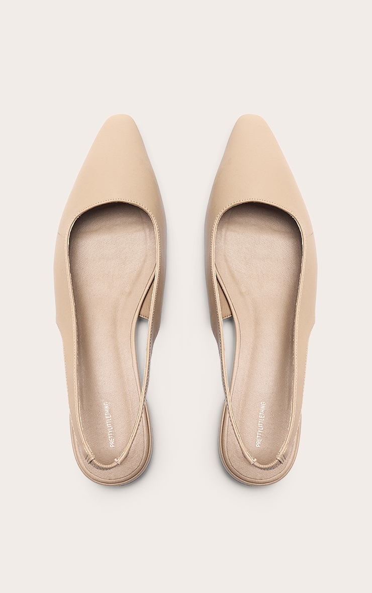Mushroom Pu Flat Slingback Court Shoe image 2